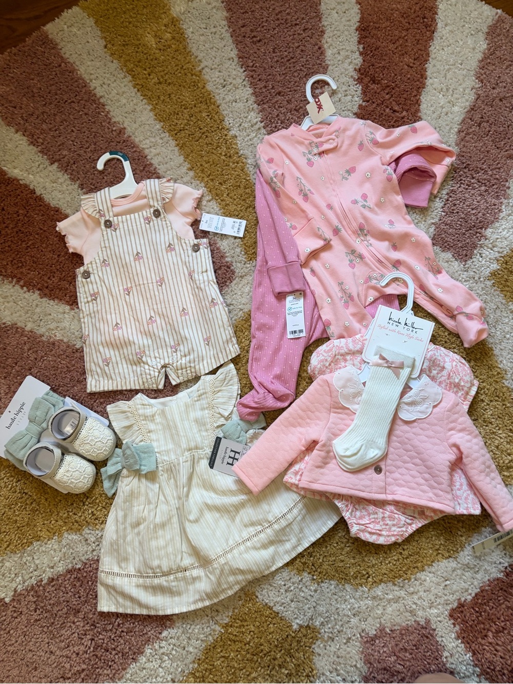 NWT Baby Girl Matching Sets Bundle 0-3M Lot of 8 Outfits New With Tags